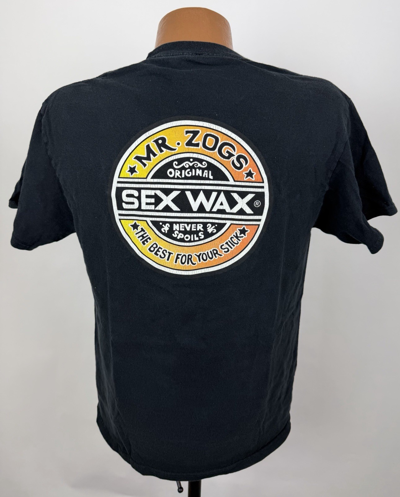 Mr Zogs Sex Wax Shirt Mens Medium Surfer T-shirt Surf Skate Beach Black Tee
