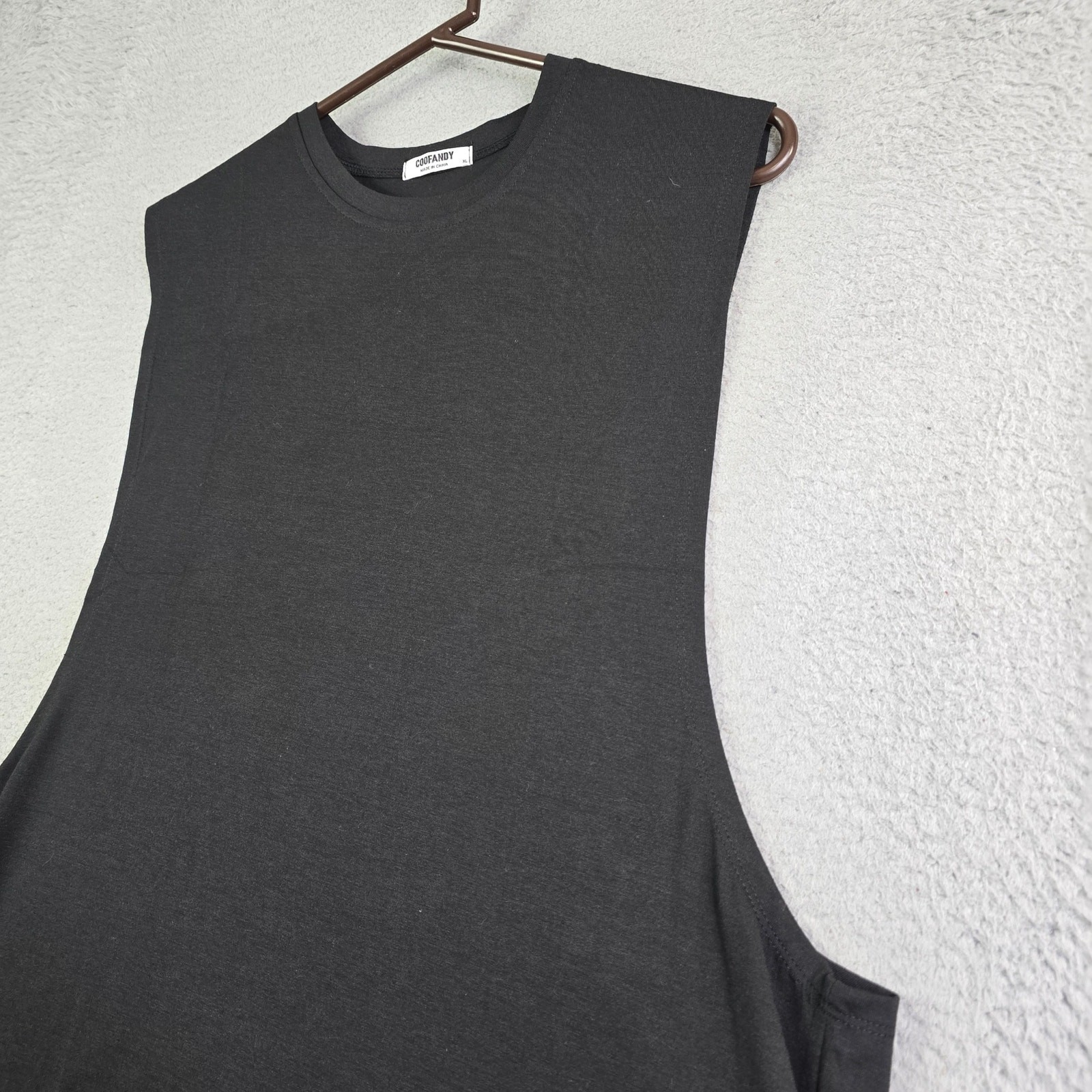 CooFandy Sleeveless Shirt Men’s XL Black Beach Gym Big Sleeve Opening Football
