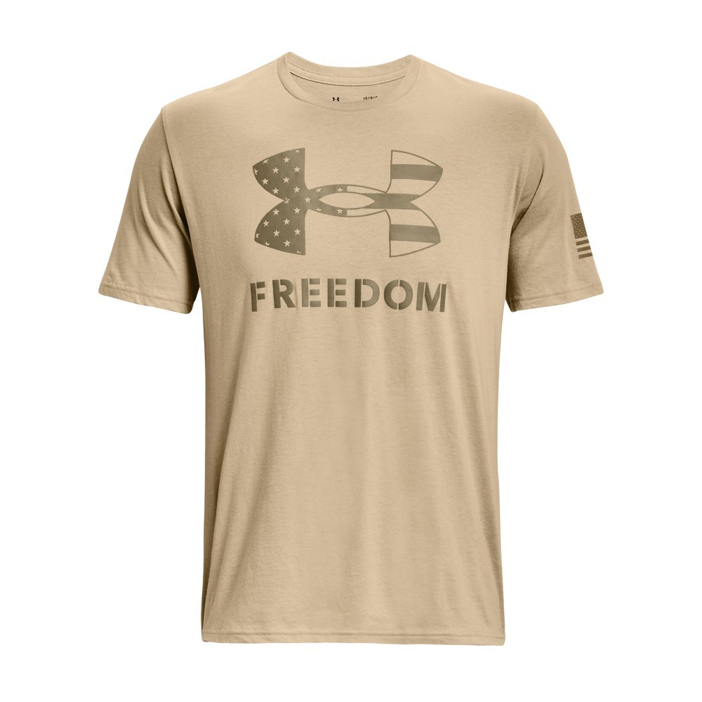 Under Armour 1370811 Men’s UA Freedom Logo T-Shirt, Sand/Federal Tan, Large