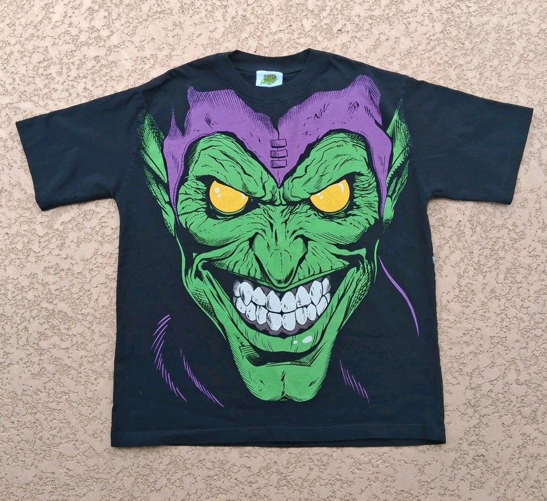 Chronic Images Green Goblin All Over Print T-Shirt Size L Rare Marvel Spiderman
