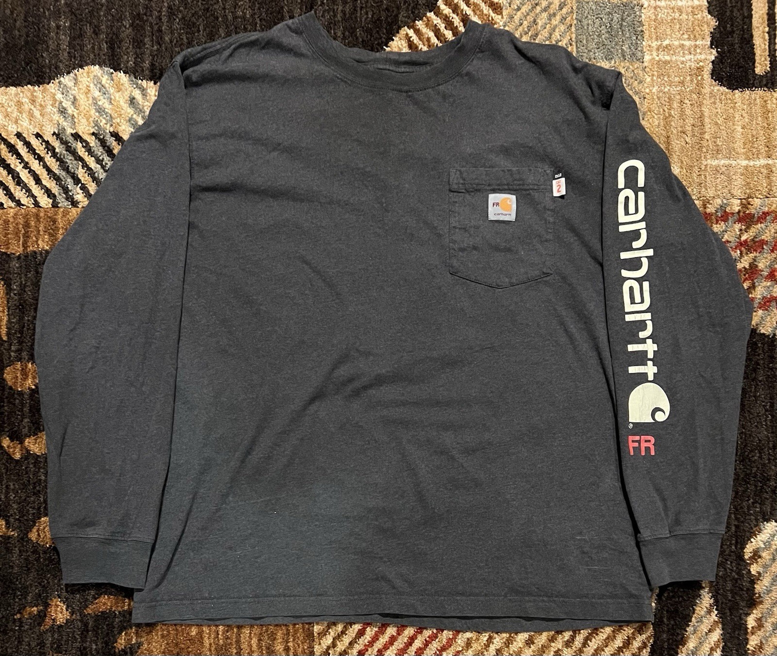 🟥🔥🟥 CARHARTT FR FLAME-RESISTANT FORCE LARGE T-SHIRT LONG SLEEVE POCKET CAT 2