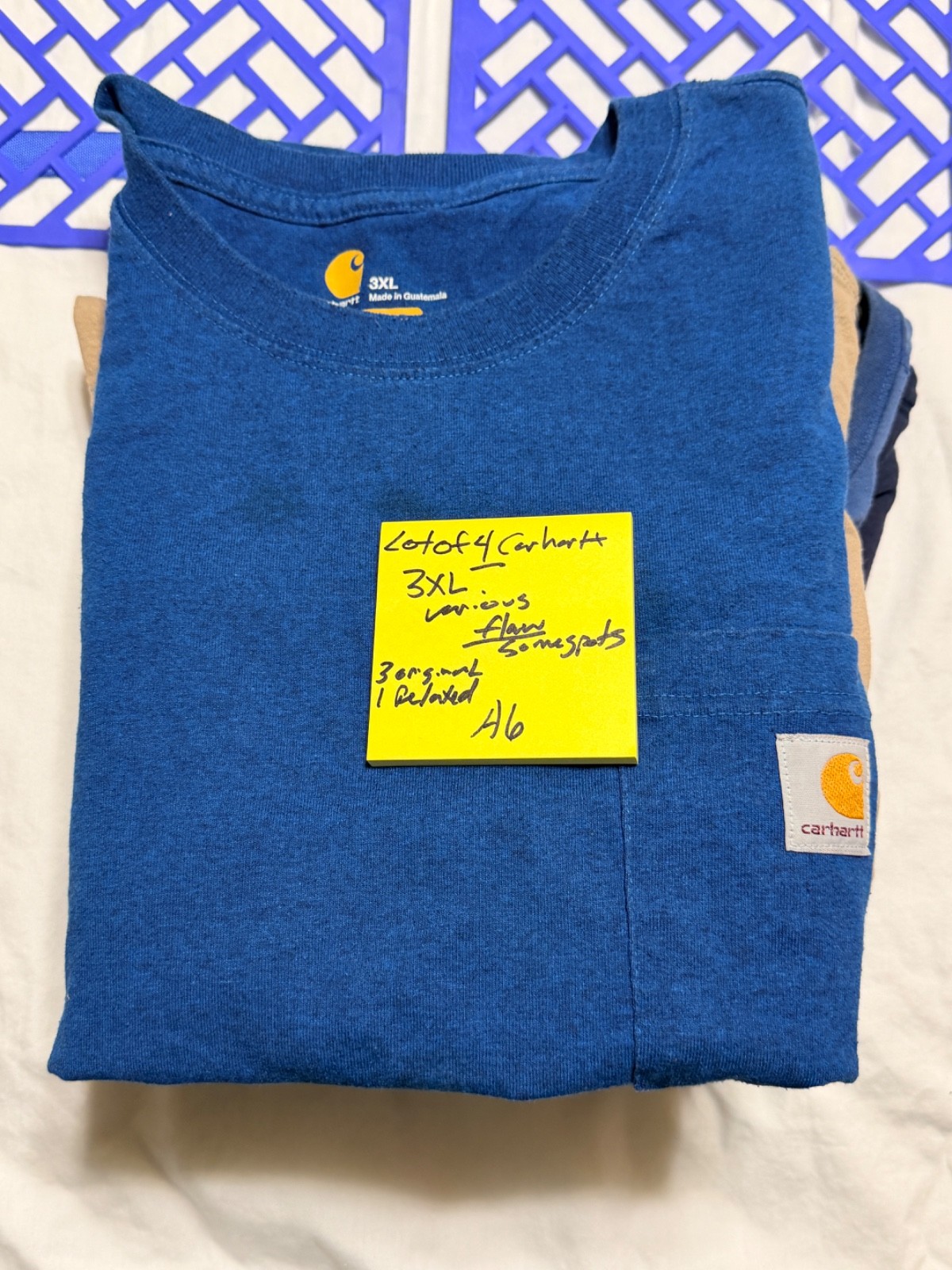 Carhartt T Shirt Adult 3XL Original/ Relaxed Fit Short Sleeve Pocket Lot Of 4
