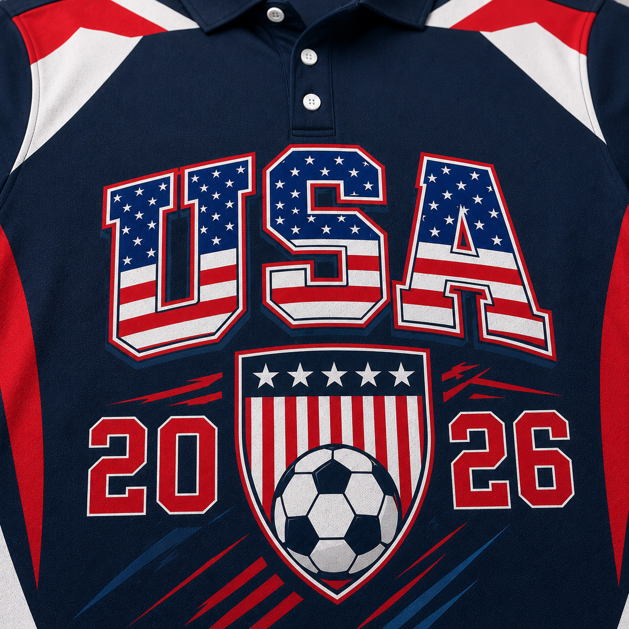 USA Soccer 2026 Golf Shirt Men Patriotic American Flag Soccer Fan Polo (S-5XL)