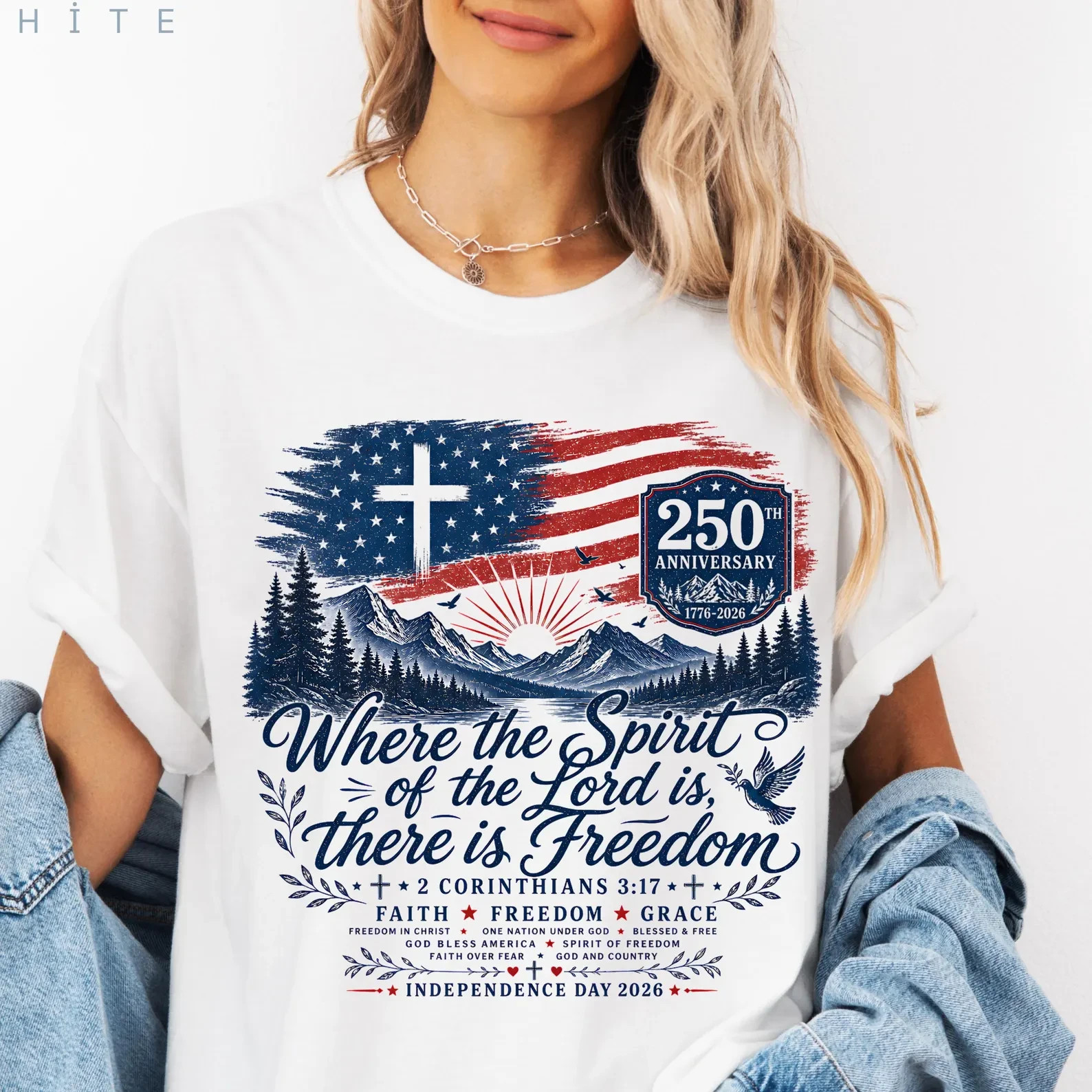 Where the Spirit of the Lord Is Freedom Shirt, American Flag Cross 250th T-Shirt