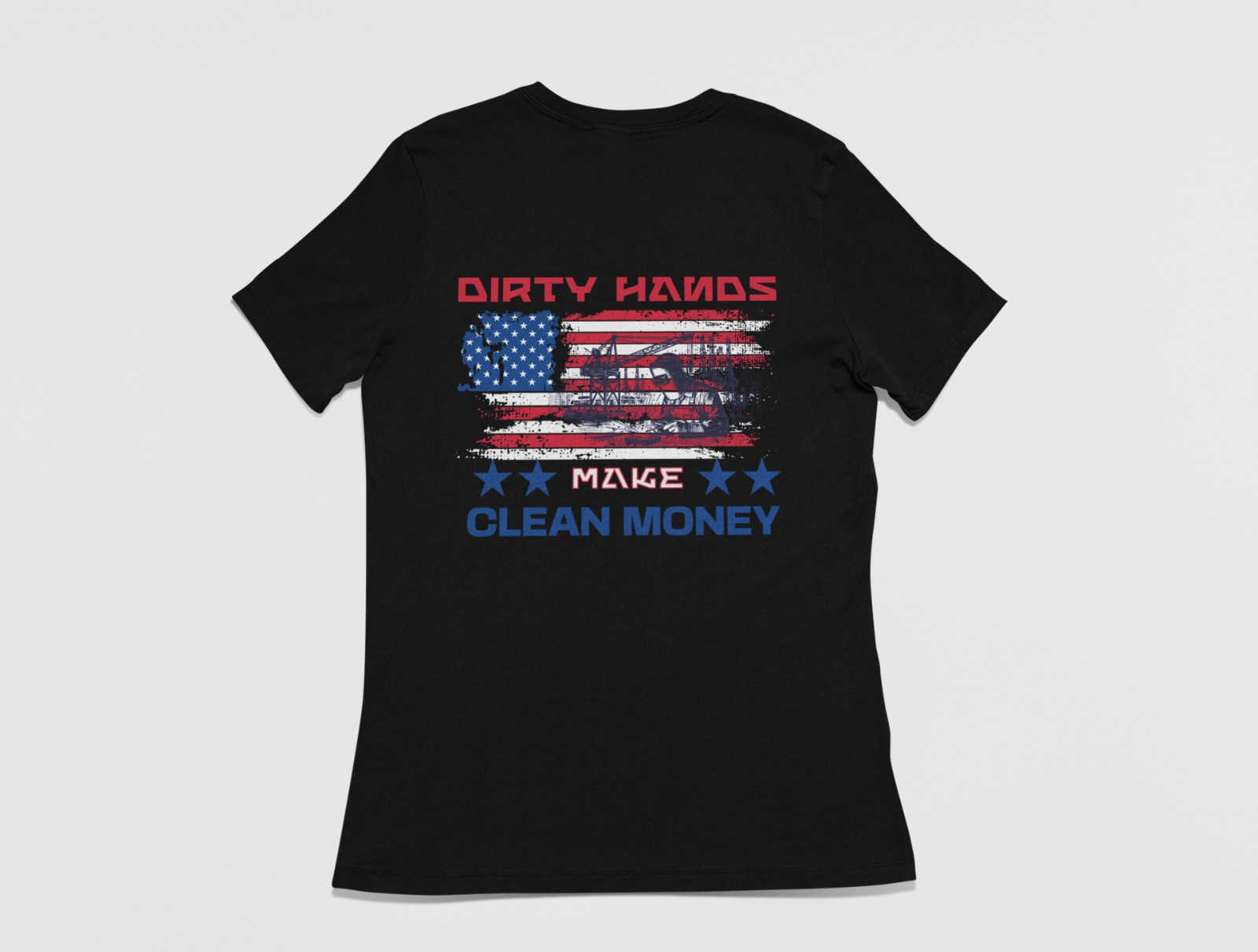 Dirty Hands Clean Money Shirt Blue Collar Work Mechanic Tee Back Print