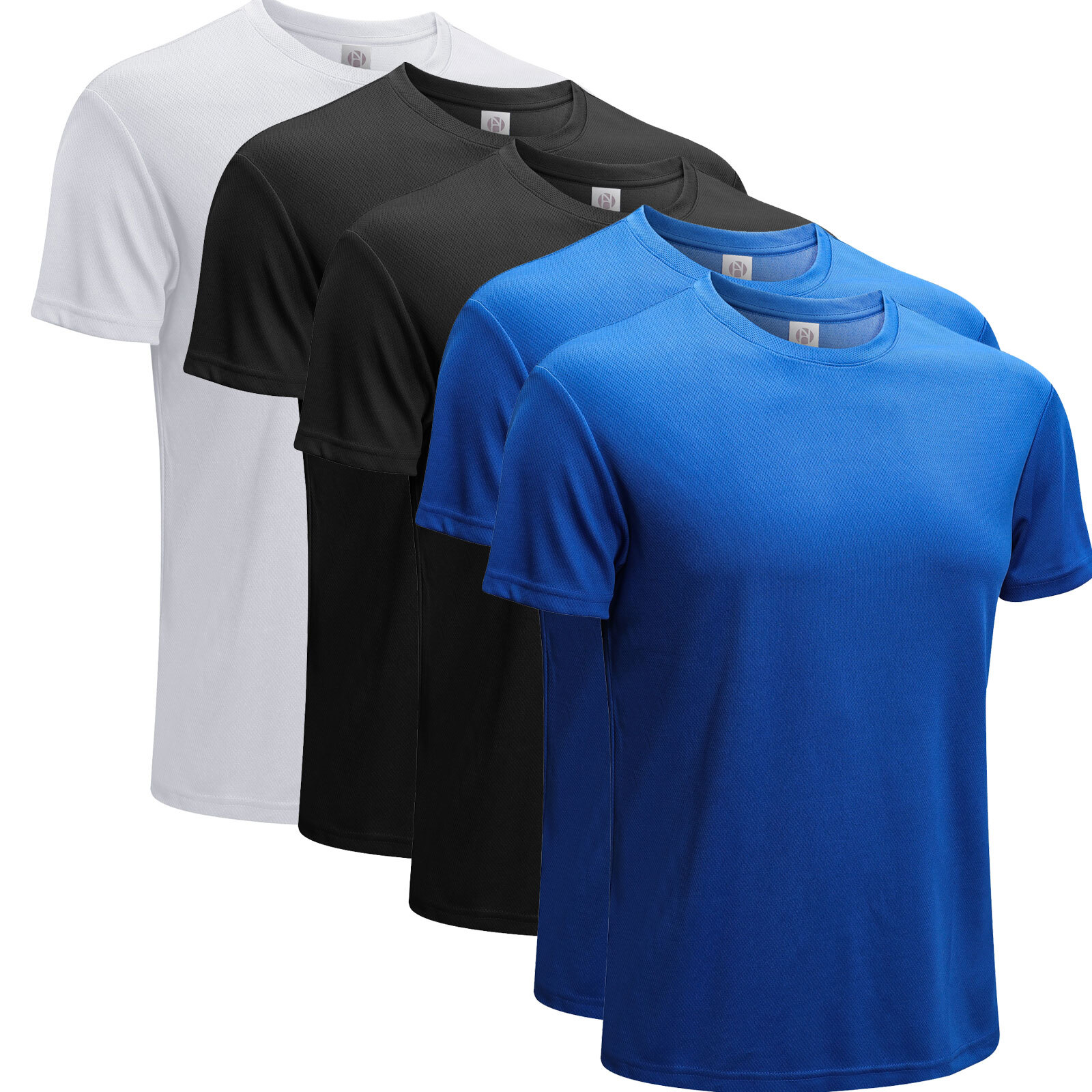 5 Pack Mens Summer T-shirt Polyester Gym Athletic Training Tee Top Lightweight