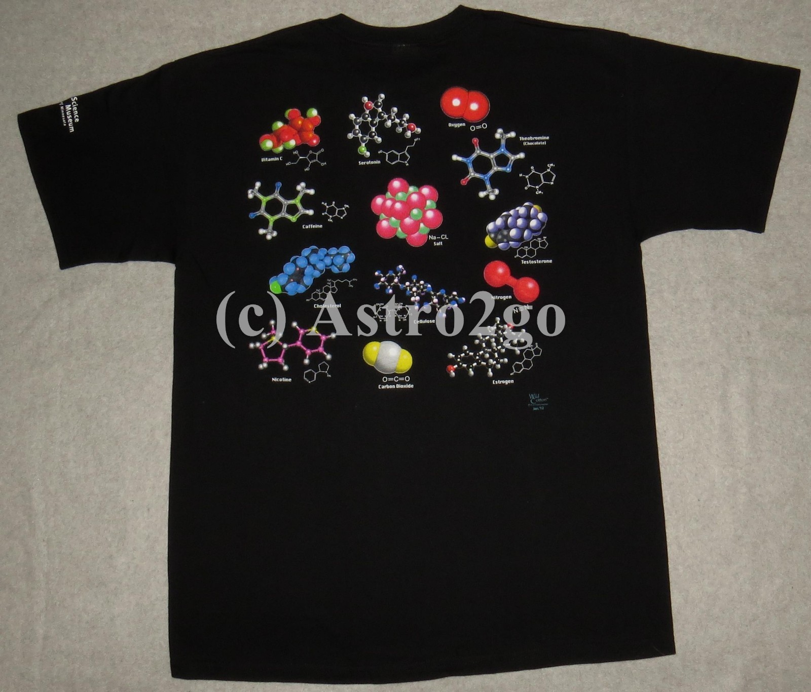 MOLECULES-Chemistry Biology Life Science DNA H2O CO2 Caffeine 2sided Tshirt S,3X