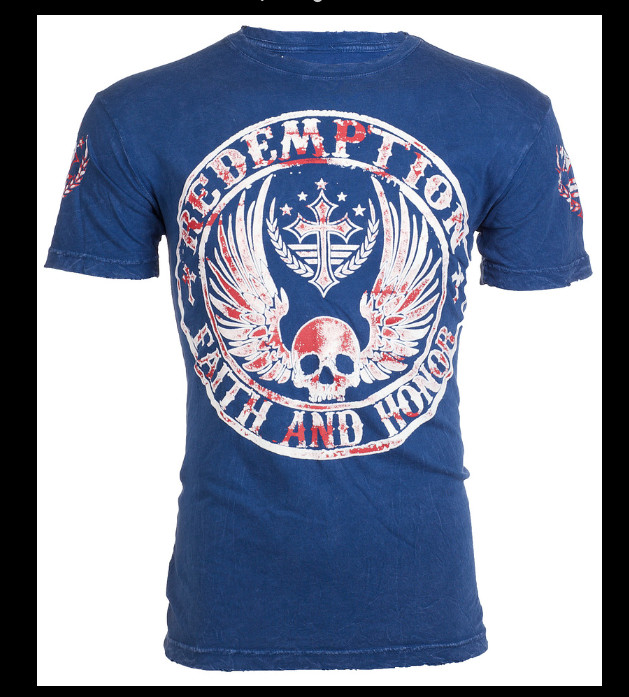 ARCHAIC by AFFLICTION American Flag CROSSED DEATH Short Sleeve Slim Fit T-shirt