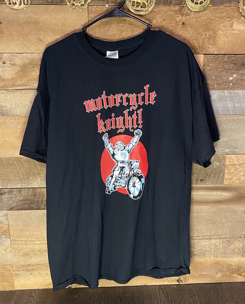Vintage Biker Shirt Mens XL Black Motorcycle Knight Graphic Comic Book Hero