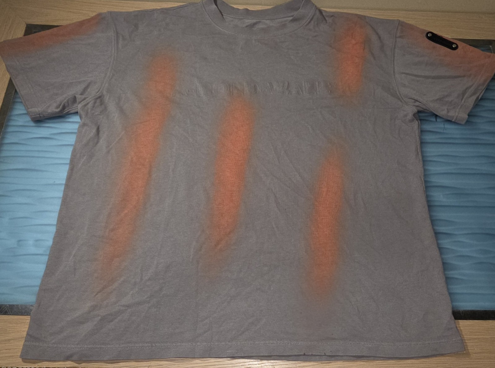 A-Cold-Wall Dark Slate Grey/Orange Studio Cotton T-Shirt, Size Medium