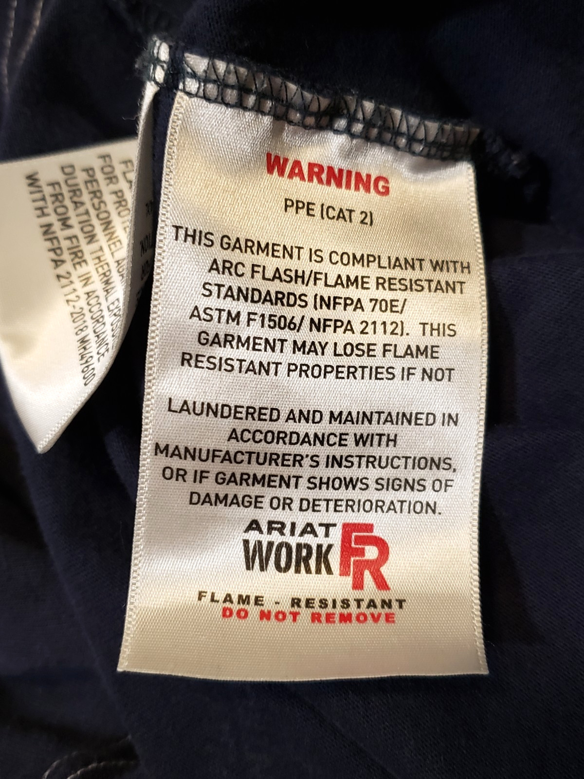 Ariat FR Work Shirt Crewneck Long Sleeve Navy Flame Resistant CAT2 2112 Men XL