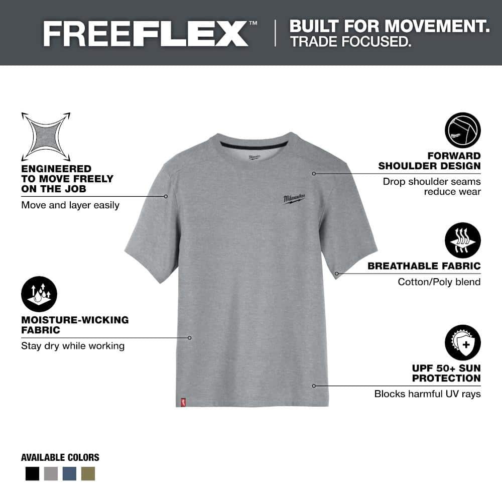 Milwaukee Men’s Large Gray Cotton/Polyester Short-Sleeve Hybrid Work T-Shirt