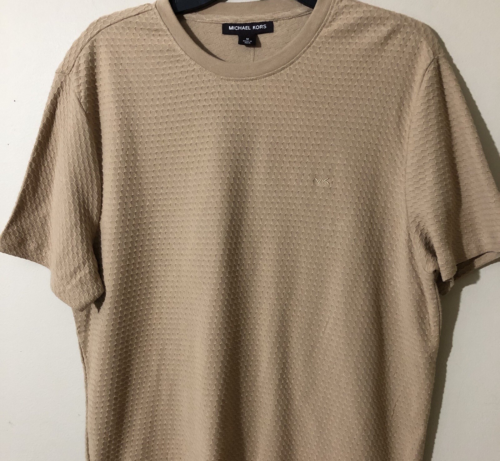 Michael Kors Men’s Textured T-Shirt Tee 100% Cotton Khaki Sz M New
