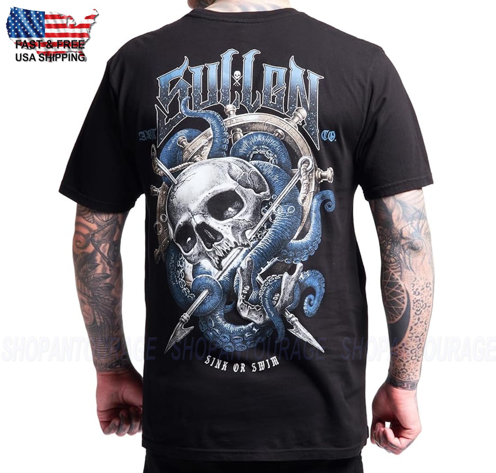 Sullen Art Collective Harpoon Skull Premium SCM8093 Short Sleeve T-shirt For Men