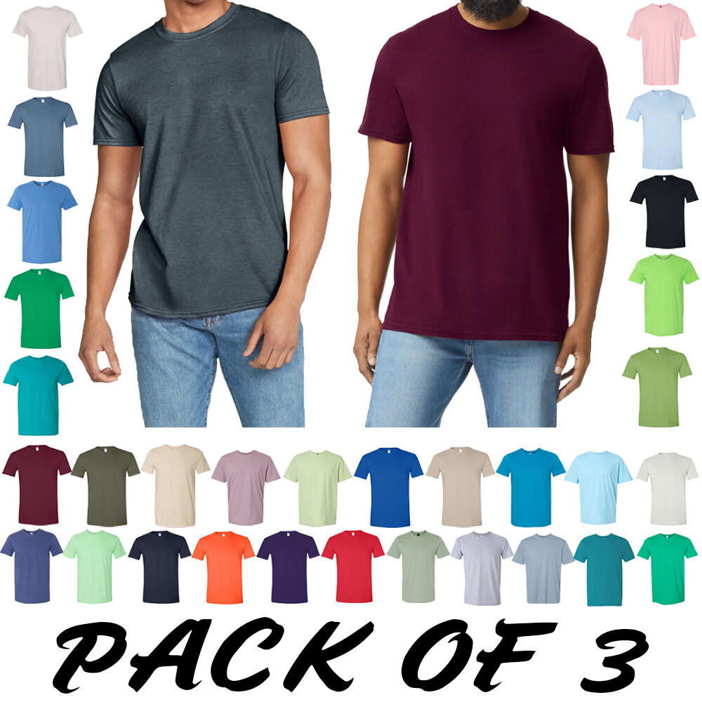 Gildan – Softstyle T-Shirt – 64000 (Pack Of 3) Bulk Plain Adult T-Shirt