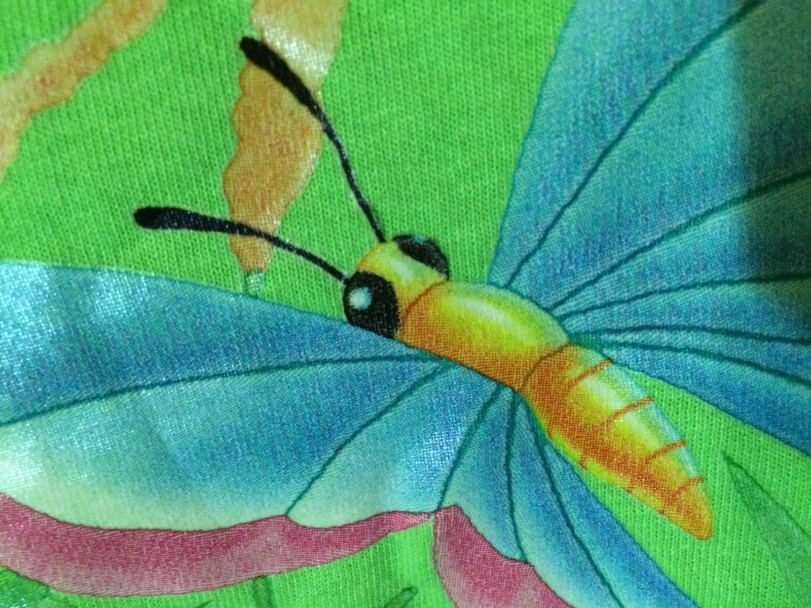 T-SHIRT M 100% Cotton GREEN – ANTIGUA BUTTERFLIES – WEST INDIES ISLAND e
