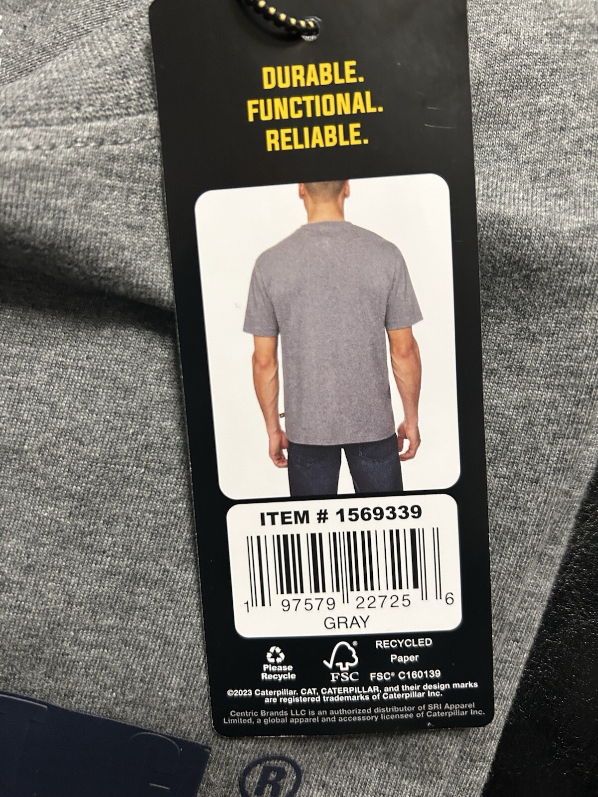 CAT Caterpillar Men’s Relaxed Fit T Shirt, Color Gray, Size Medium, Durable. ￼