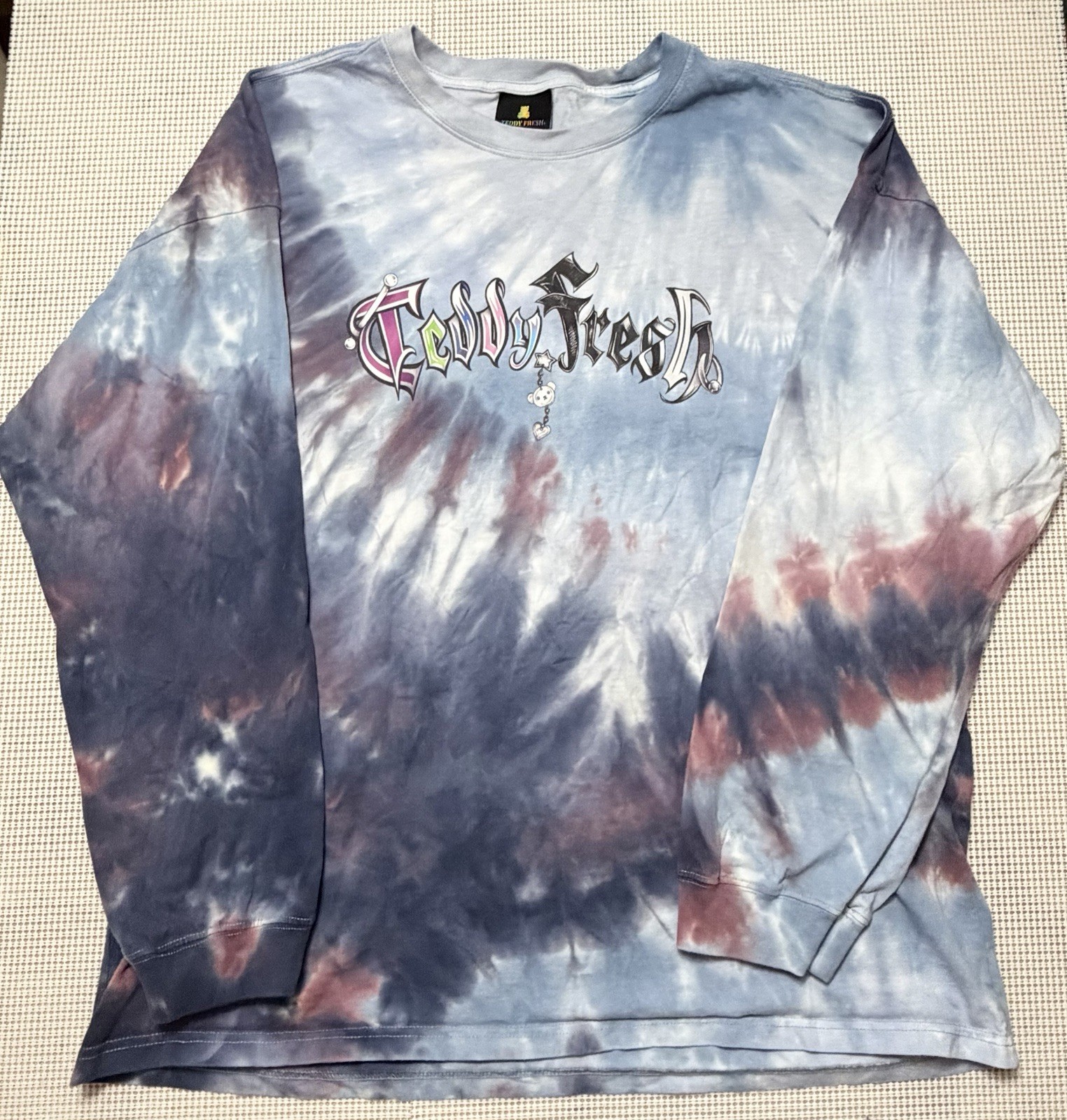 Teddy Fresh Tie Dye Long Sleeve T Shirt Mens 2XL Spellout