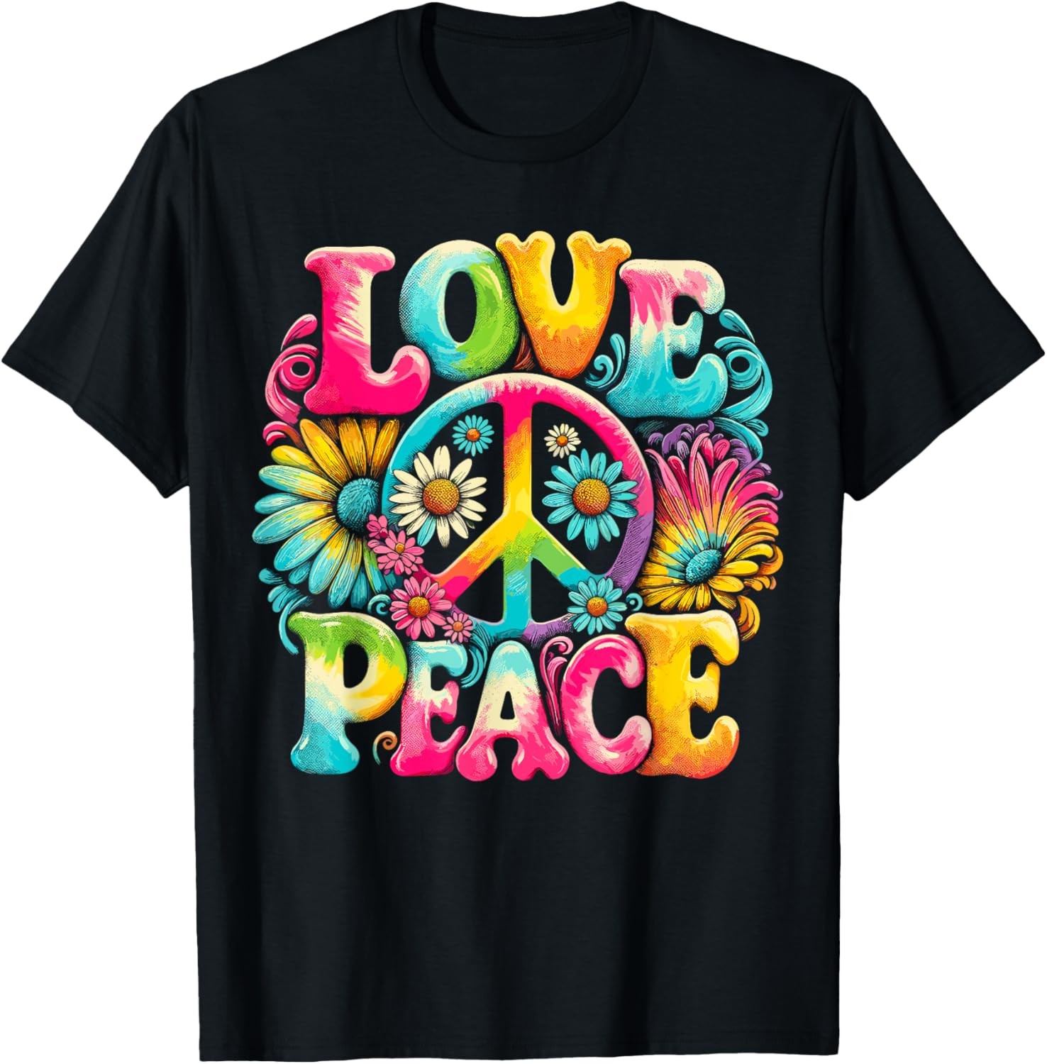 Hippie Peace Sign Love Tie Dye Hippie T-Shirt