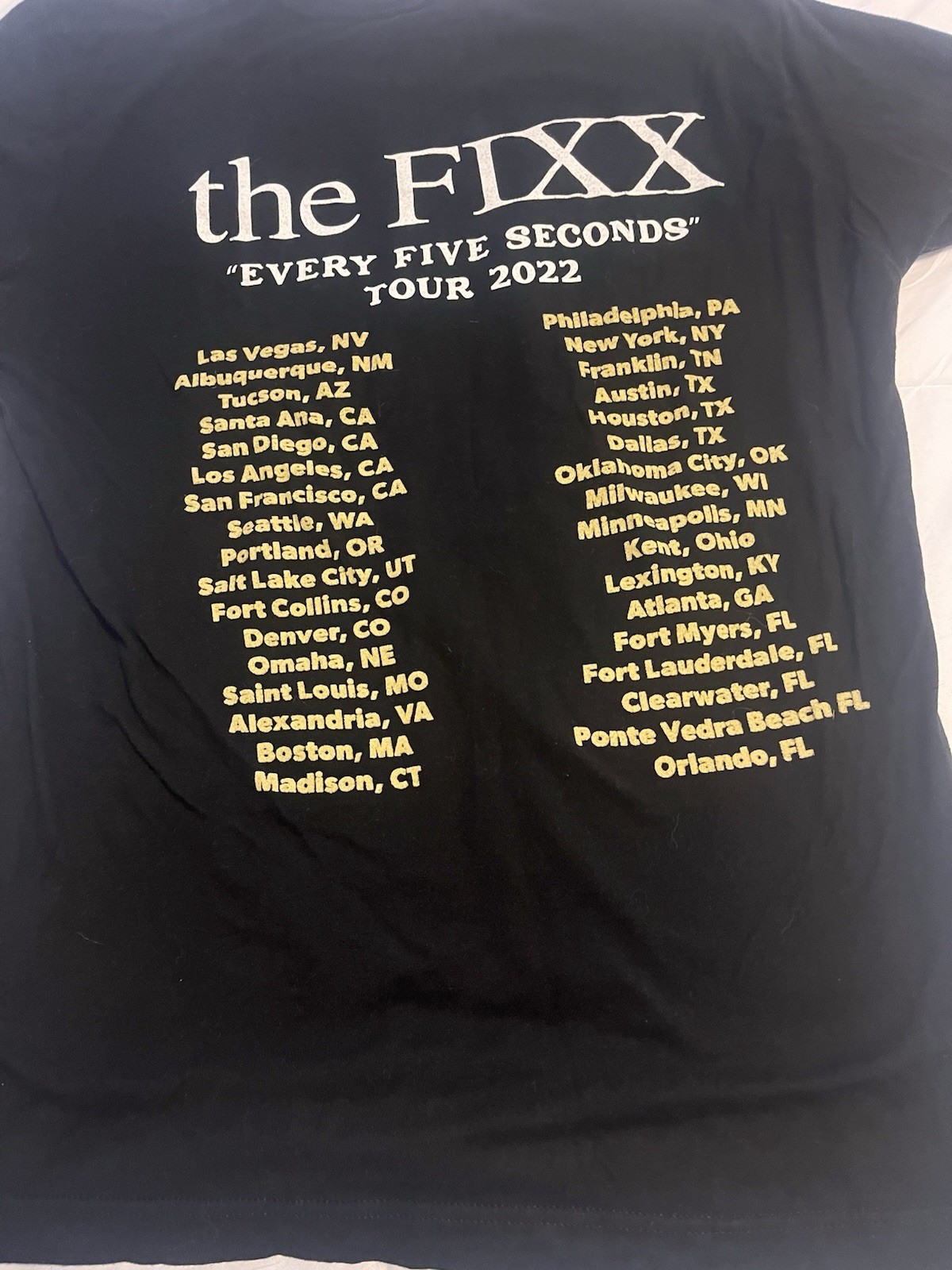 The Fixx Every Five Seconds Tour 2022 Black Graphic Print Tee Mens M