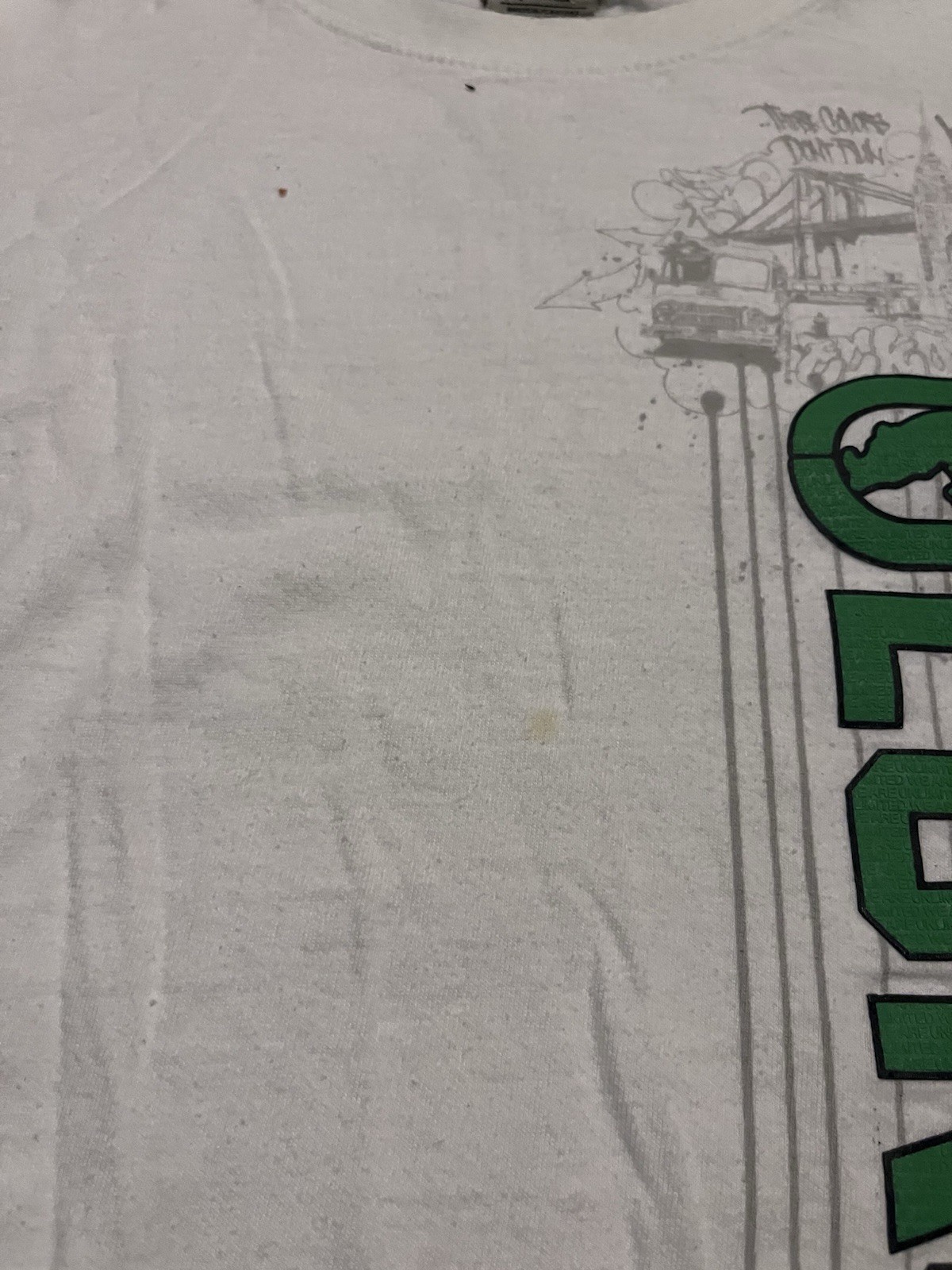 Ecko Unltd. White Green Rhino Logo Graphic Cotton Knit Tee Crew Neck L