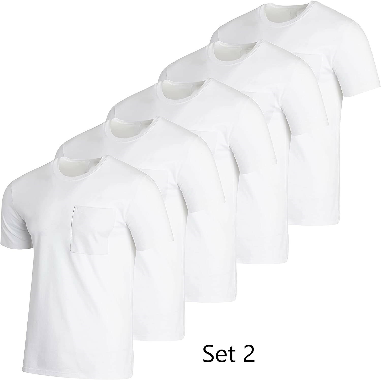 Men’s Cotton Crew Neck Pocket T-Shirts (5-Pack)