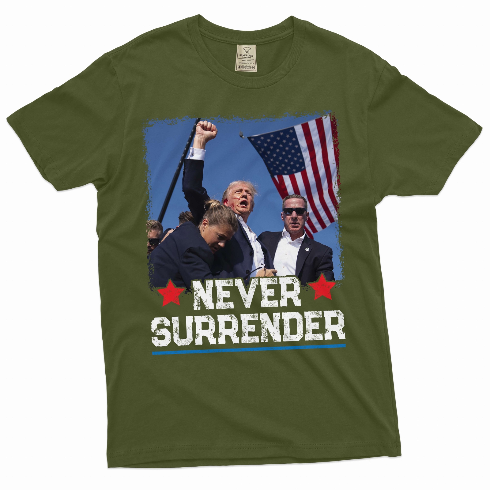 Mens DJT Shirt Donald Trump Patriotic Shirt Never Surrender Shirt Political Tee