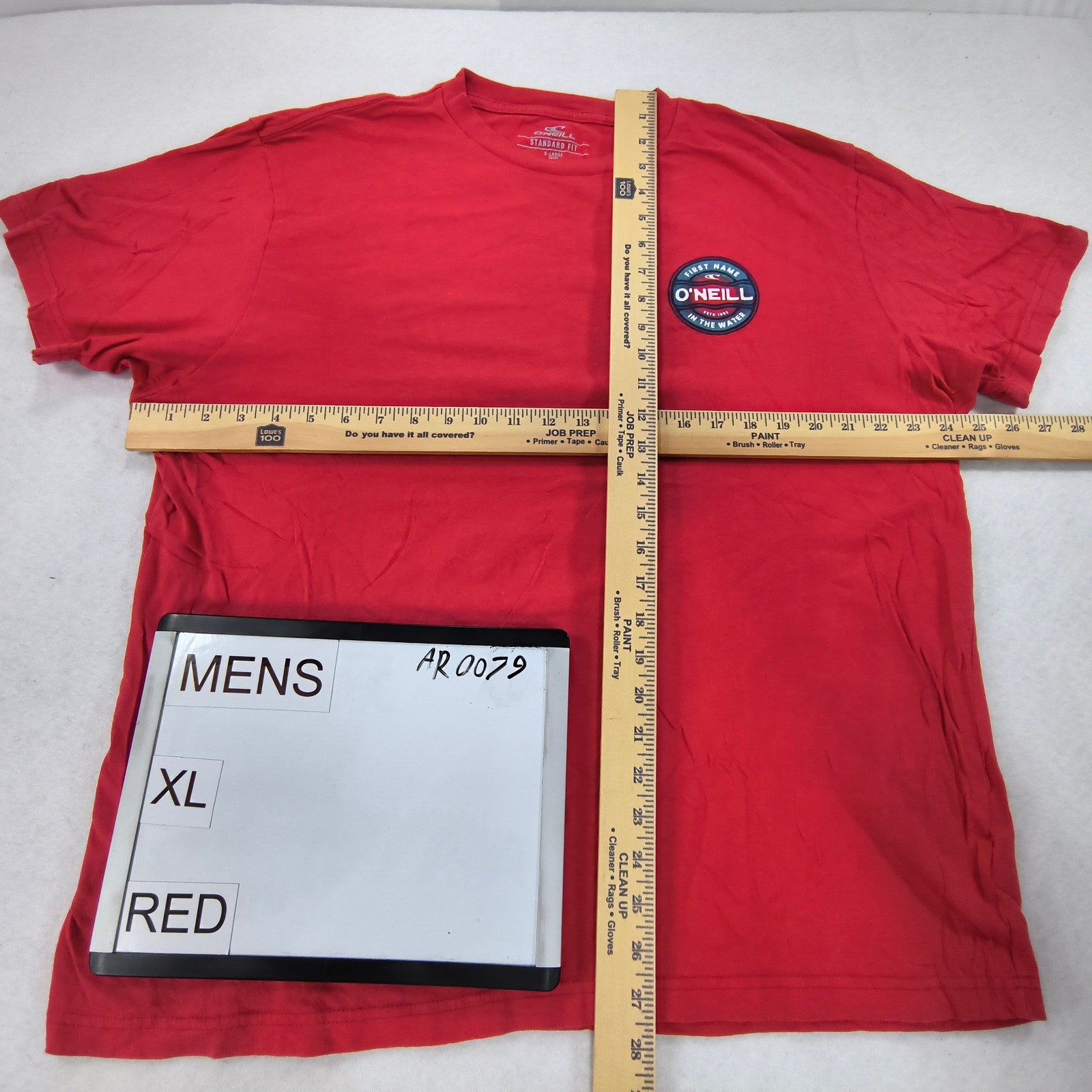 ONeill Casual Crew Neck Short Sleeve Striped T Shirt Mens Size XL Red Blue