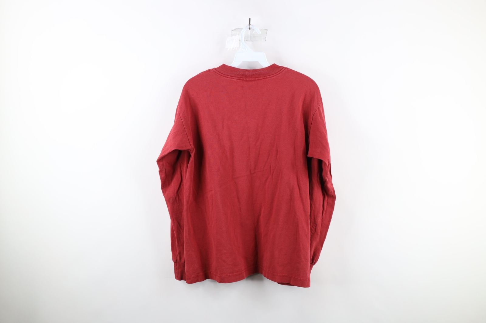Vintage 90s Streetwear Mens Small Faded Chinese Dragon Long Sleeve T-Shirt Red