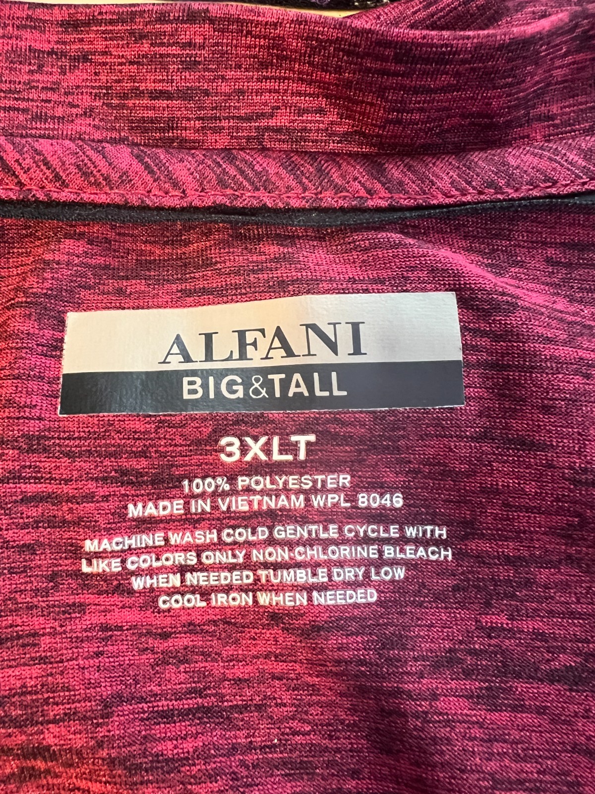 Alfani Men’s Red V-Neck Top Shirt Big & Tall 3XLT 3X Moisture Wicking Breathable