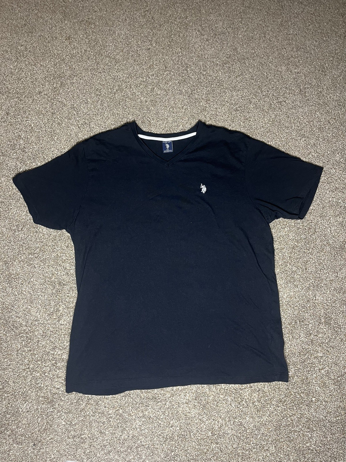 US Polo Assn Mens Black Short Sleeve V-Neck T Shirt Size 2XL XXL