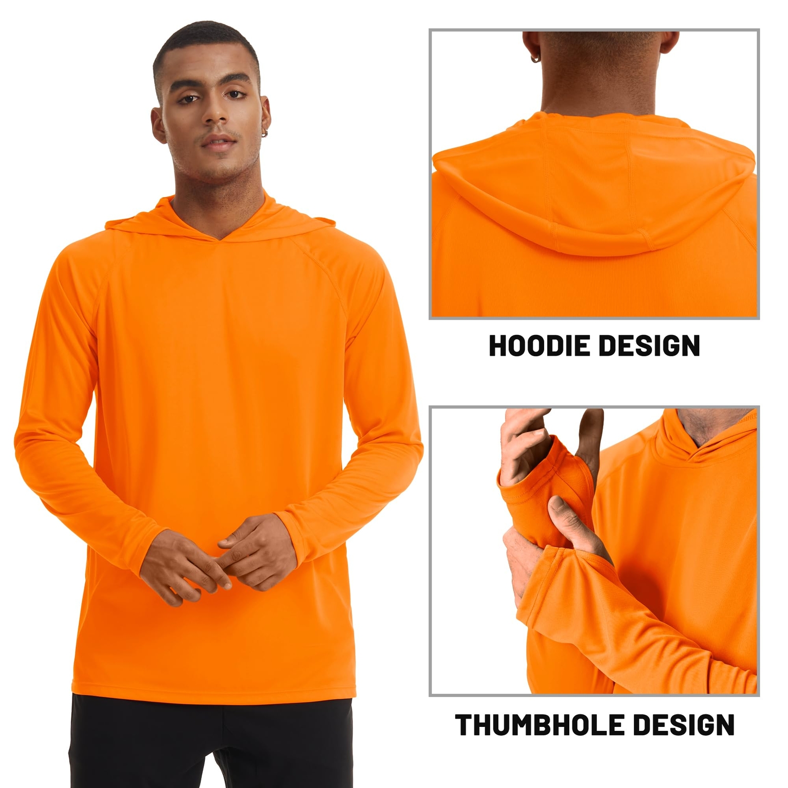 UPF50+ Men’s Long Sleeve Fishing Shirts UV Protection Hoodie Casual Sport Shirts