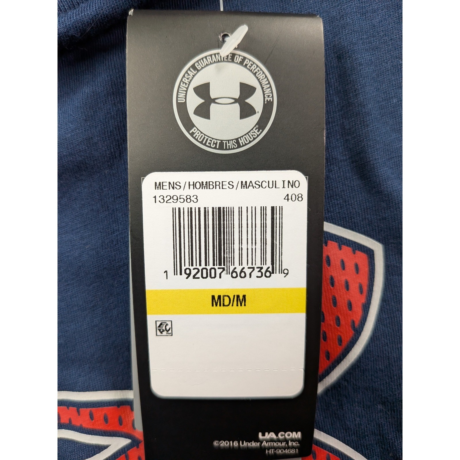 Under Armour Mens HeatGear Big Logo Graphic T-Shirt Navy Blue Red 1329583 Medium