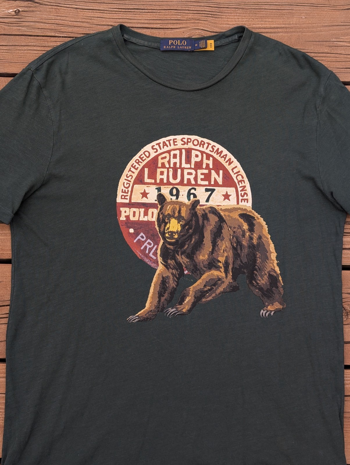 Polo Ralph Lauren State Sportsman License Grizzly Bear Tee Size M WORN ONCE