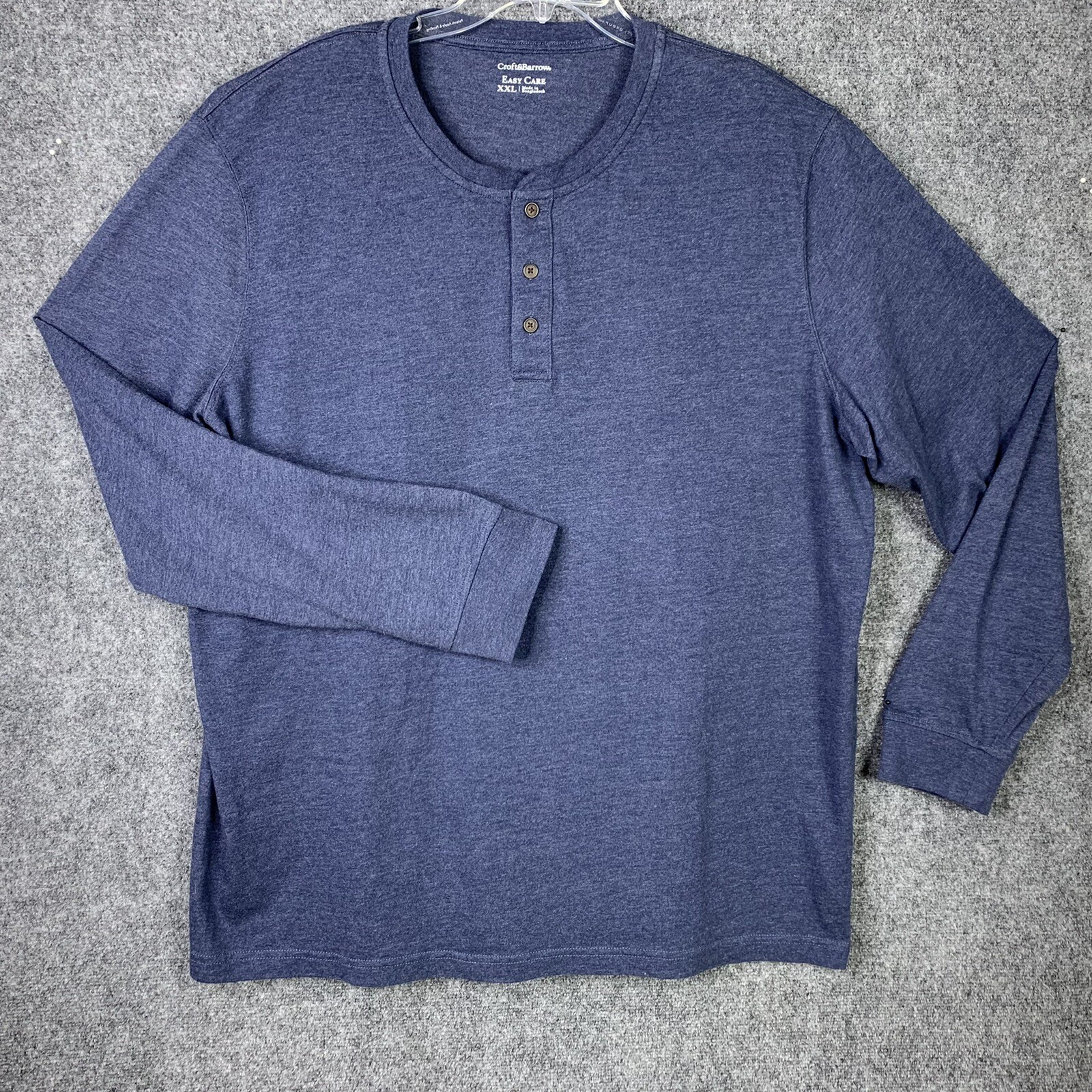 Croft & Barrow Easy Care Henley Long Sleeve Knit Top Men XXL Blue