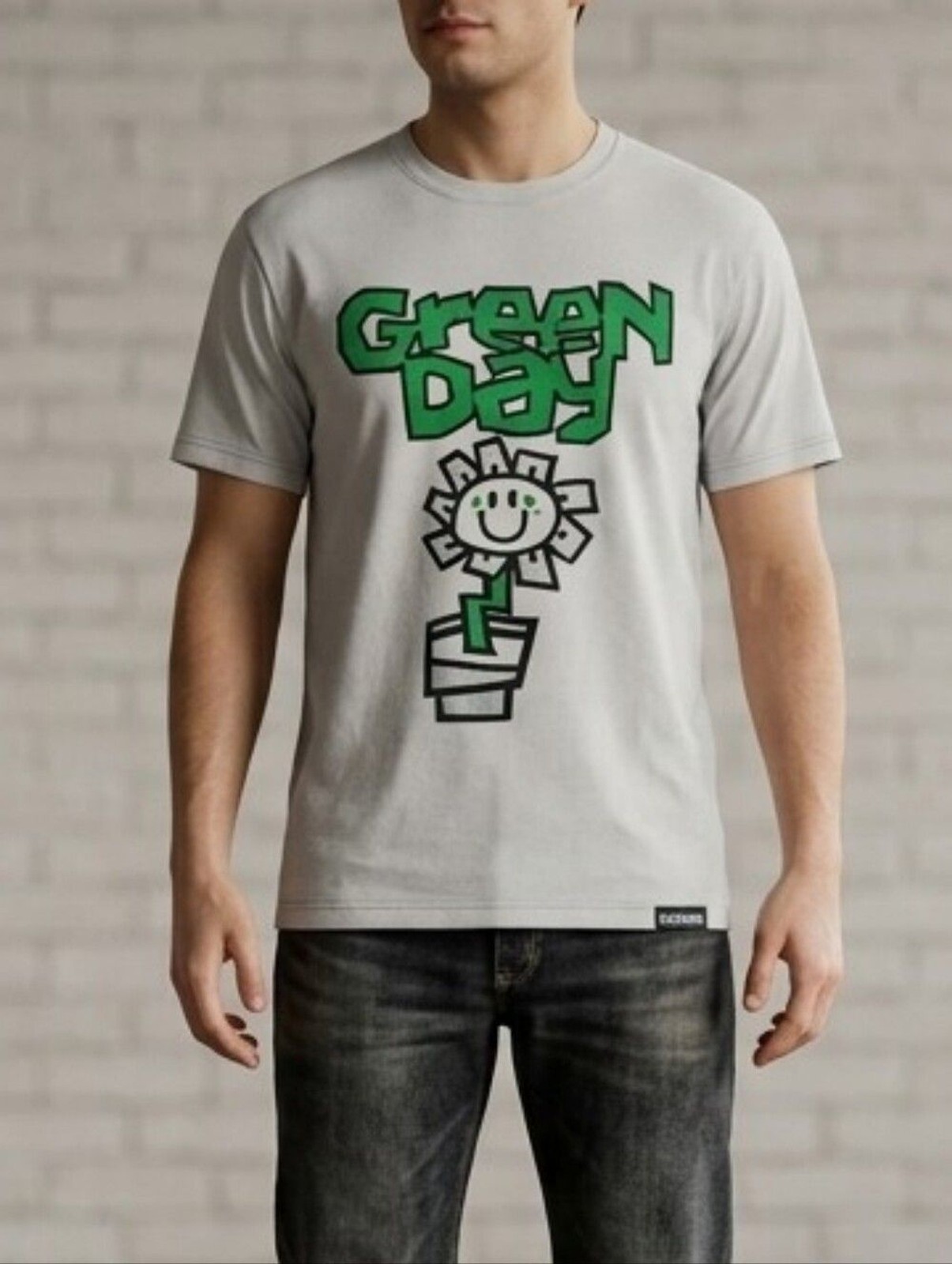 H&M White Tee with Green Day Graphic