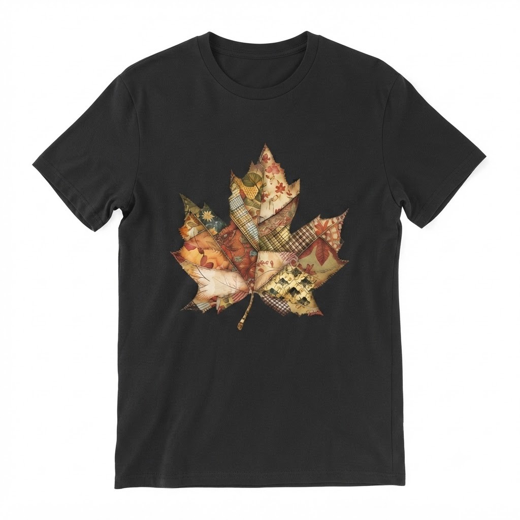 Patchwork Leaf T-Shirt, Fall Leaf Shirt, Cozy Fall Shirt, Fall Season Shirt