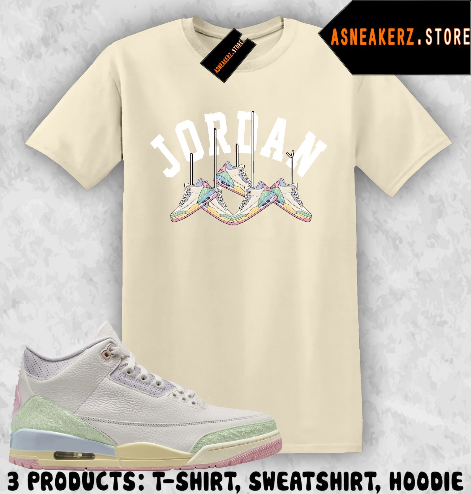 Shirt Matching AJ 3 Spring is in the Air 2026 Match Sneaker Shoe Hanging T-Shirt