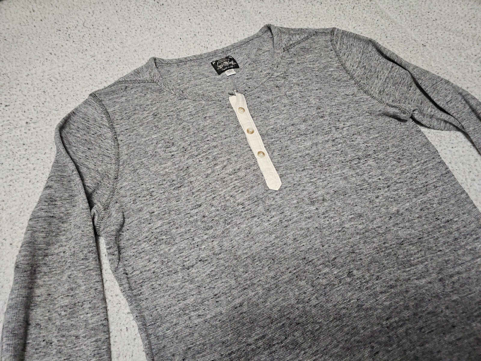 Diesel Industry Henley Stitched Nobel Gray Woven Long Sleeve Shirt SZ Large