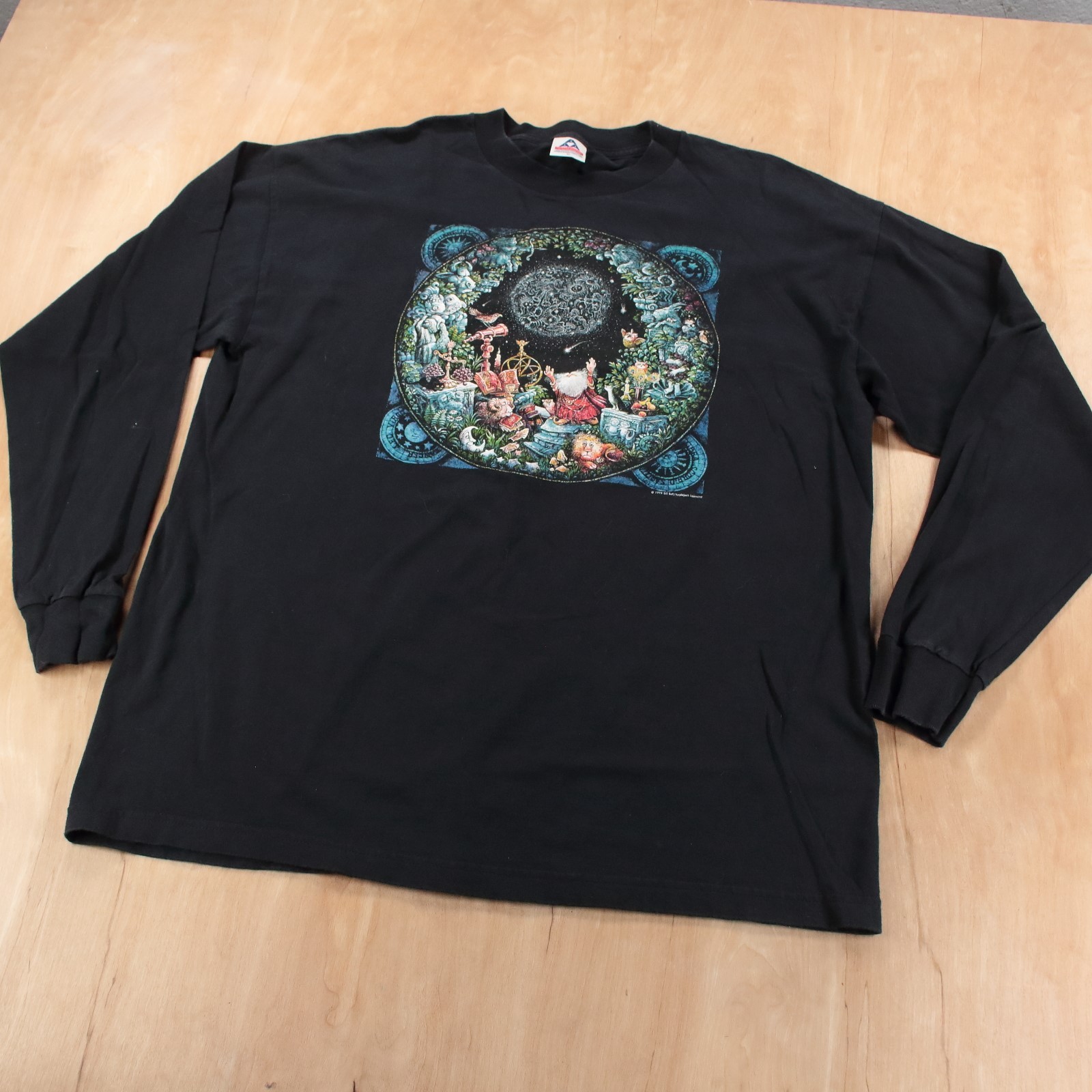 Humanitees Bill Bell 1998 fantasy wizard astrology t-shirt XL vtg 90s art tee