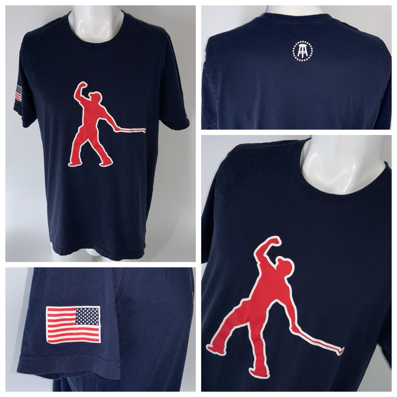 Barstool Sports Tiger Woods T-Shirt Men XL Navy Cotton American Flag YGI P5-48