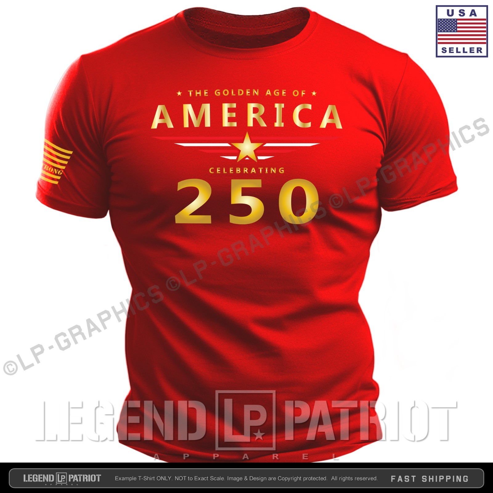 THE GOLDEN AGE T-Shirt – usa america 250 flag patriotic trump 2028 maga 2a S-2X