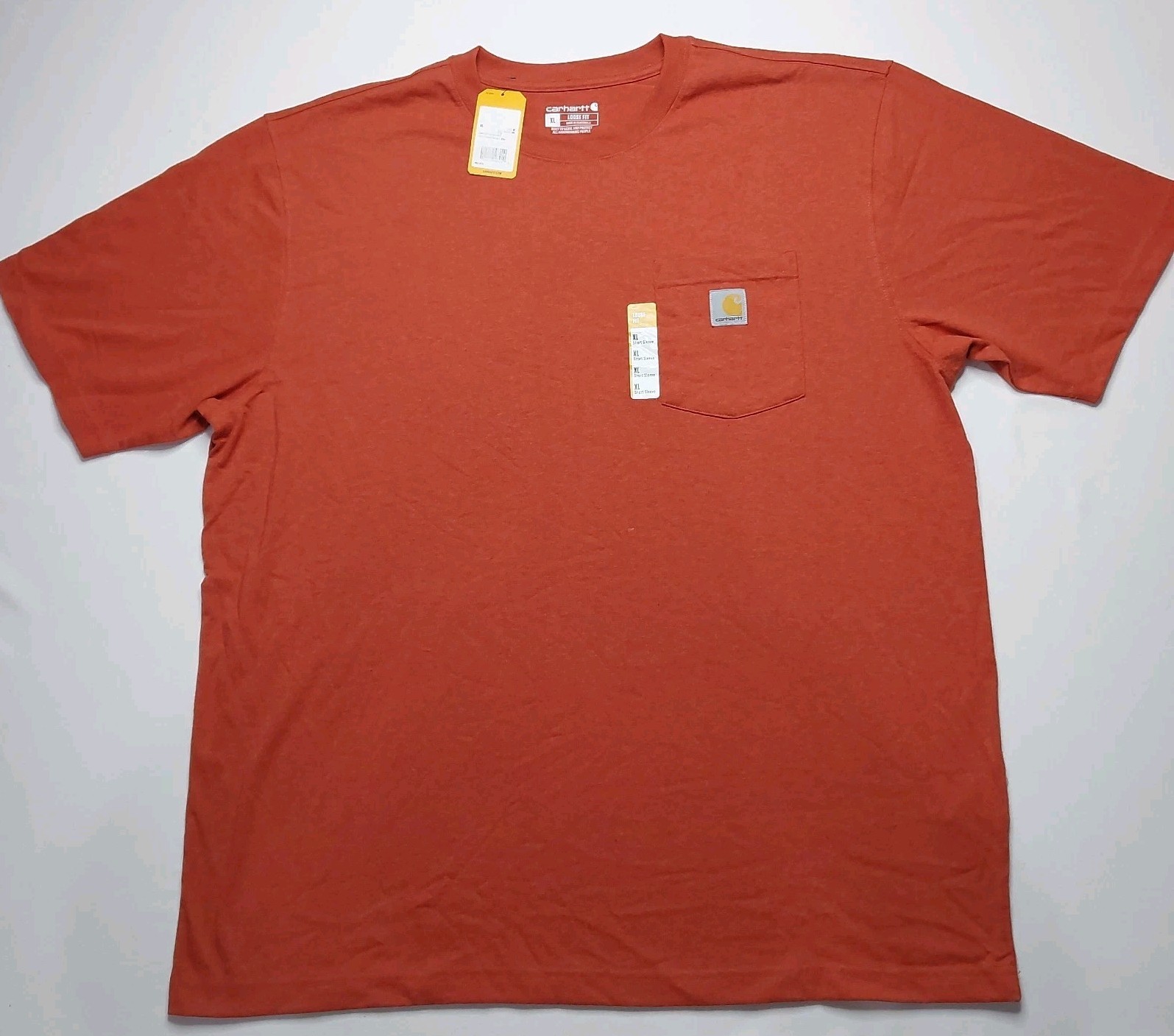 Carhartt K87-M Mens XL Orange Loose Fit Heavyweight Short-Sleeve Pocket T-Shirt