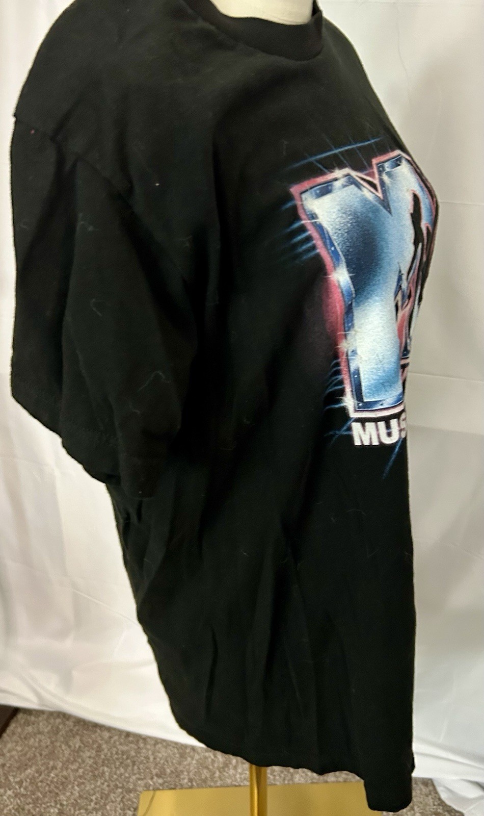 MTV Music Television Graphic Logo Black Men’s T-Shirt M Crew Neck Cotton Retro
