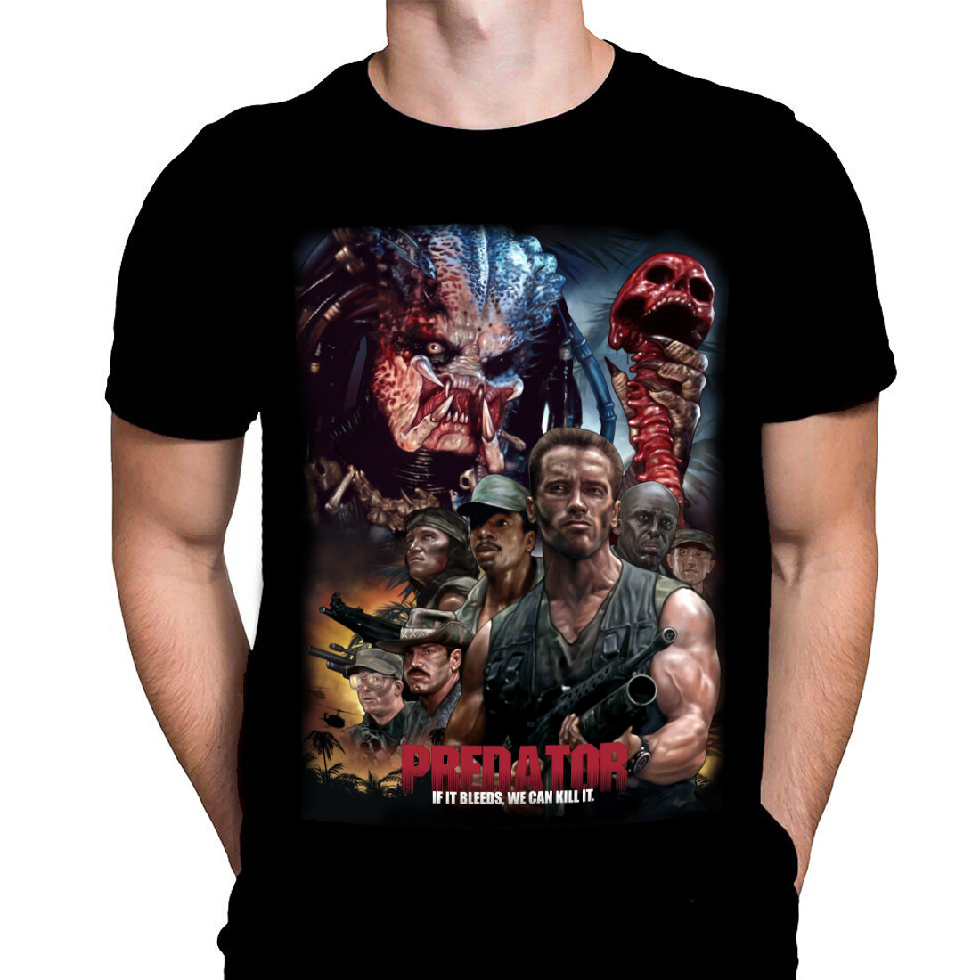 Predator – If It Bleeds – Classic Horror Movie Art – T-Shirt by Peter Panayis