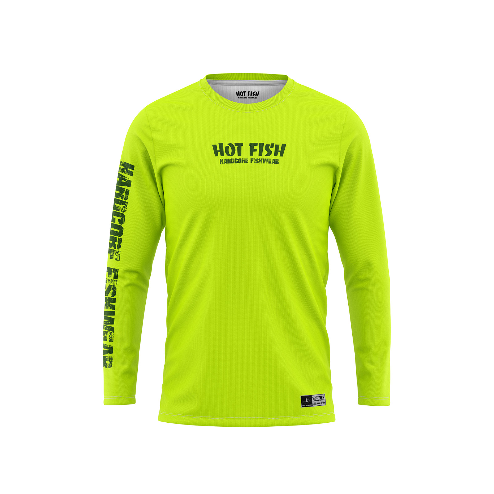 Men’s Green Long Sleeve Fishing Shirt – UPF Protection – HOT FISH ELL