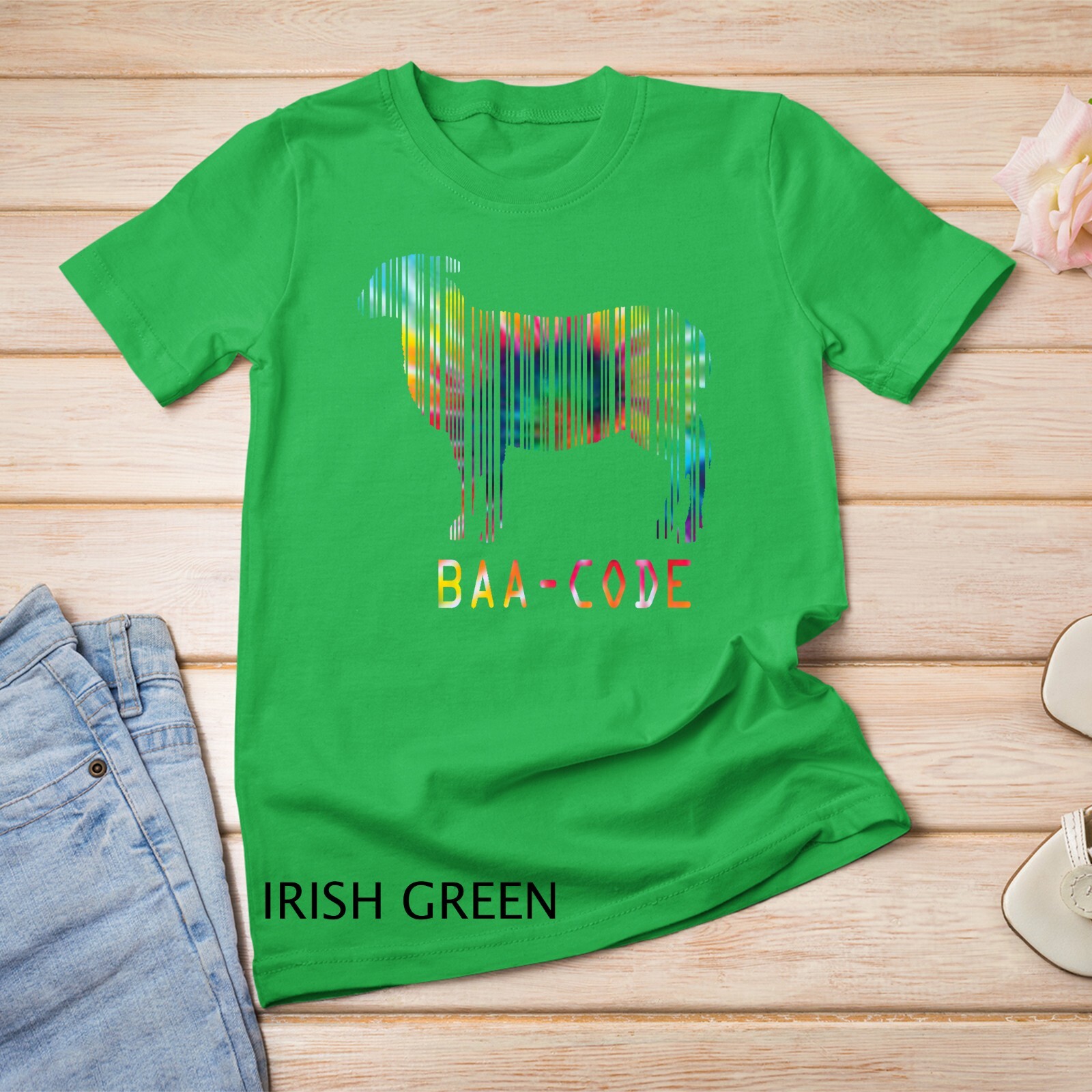 Funny Tie Dye Sheep Shirt BAA CODE Punny Baa-code Sheep Barcode Unisex T-shirt