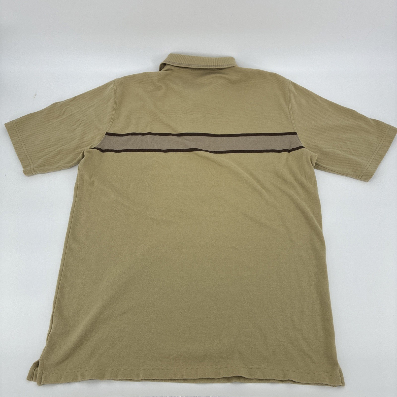 Vintage Quiksilver Polo Shirt Men Medium Beige Striped Ribbed Edition Surf Y2K