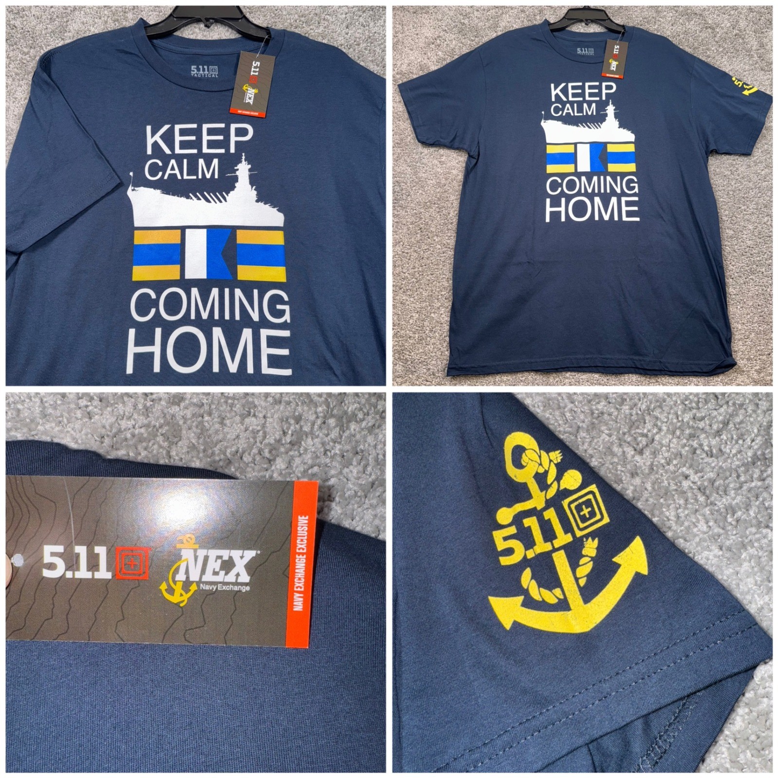 5.11 Tactical Navy Keep Calm Coming Home Dad Cotton Tee Shirt Mens XL NEW