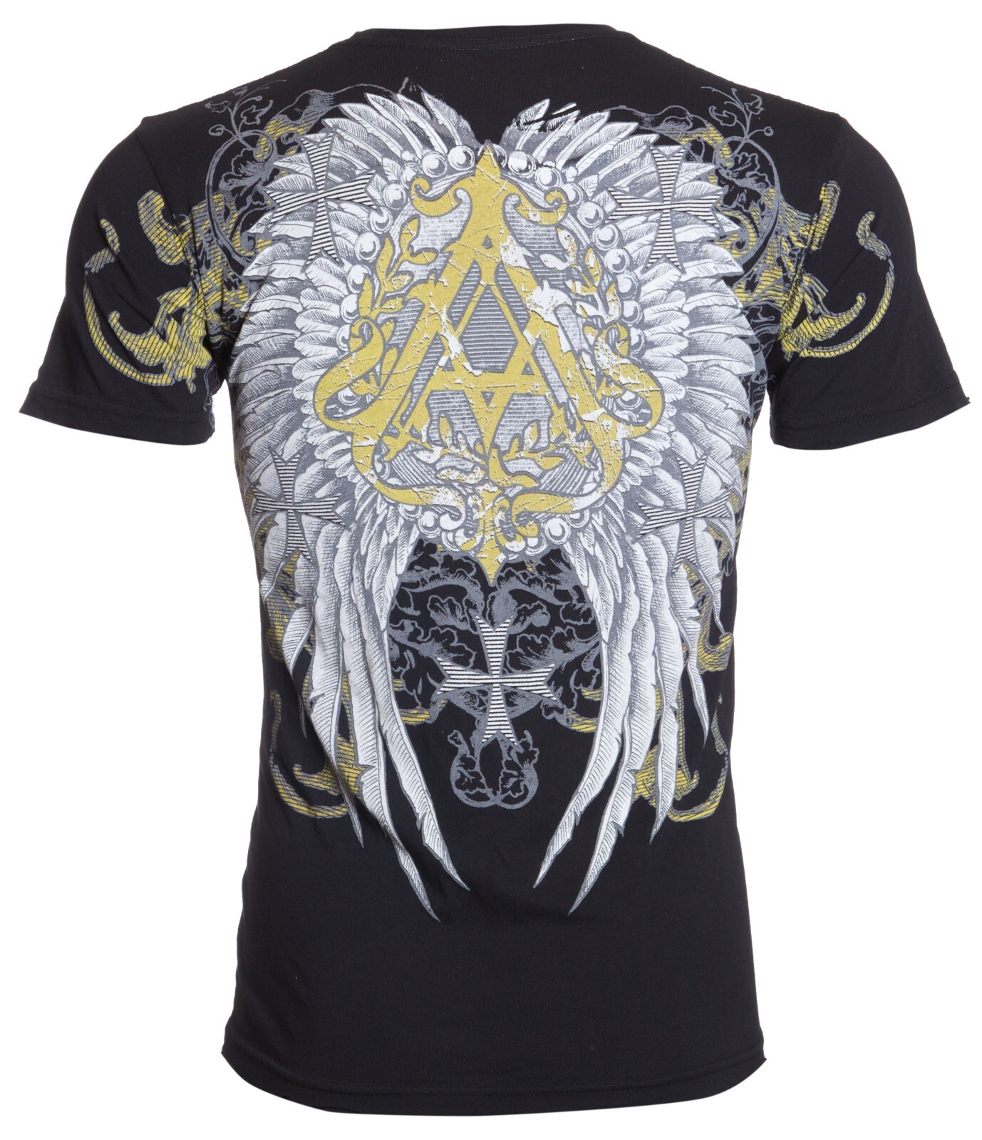 ARCHAIC by AFFLICTION Black CELLAR WINGS Short Sleeve Slim Fit Y2K T-shirt NWT